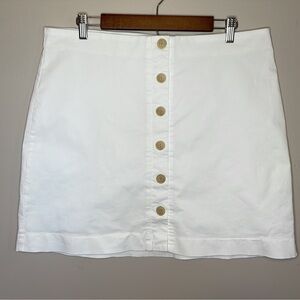 Gap Button Down Mini Skirt White Cotton Stretch Fully Lined Size 16